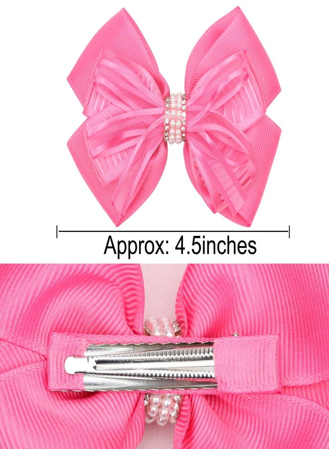ZOLYCO 4.5-Inch Hair Bows Alligator Clips Delicate Pearl Hair Accessories for Girls, Toddler, Kids and Women Daily Dress Up Birthday Wedding Christmas Occasions- Set of 2 - Image 4